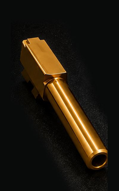 Gangstaa Gold finish on a Glock 19 barrel
